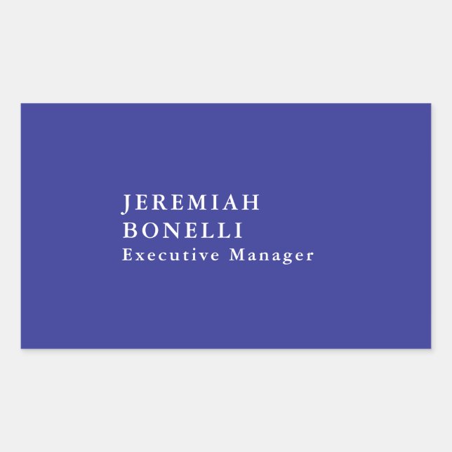 Deep blue minimalistisch moderne schlicht rechteckiger aufkleber (Vorderseite)