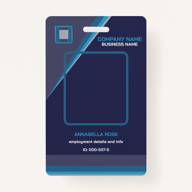 Deep Blue Modern Business ID Abzeichen Ausweis (Vorderseite)
