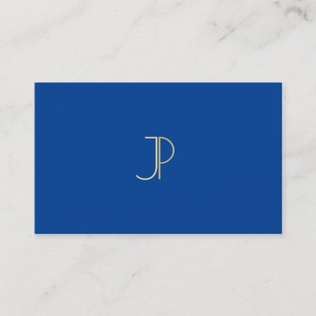 Deep Blue Modern Monogram Elegant Beruflich Visitenkarte (Vorderseite)