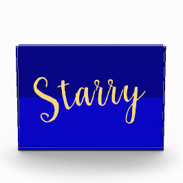 Deep Blue Night Sky Elegante Warm "Starry" Script Fotoblock