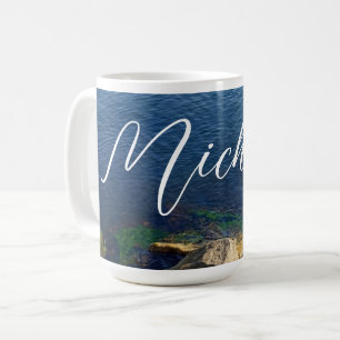 Deep Blue Ocean Foto Individuelle Name Flowy Lette Kaffeetasse