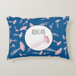 Deep Blue Ocean Jellyfish Pattern Individuelle Nam Dekokissen