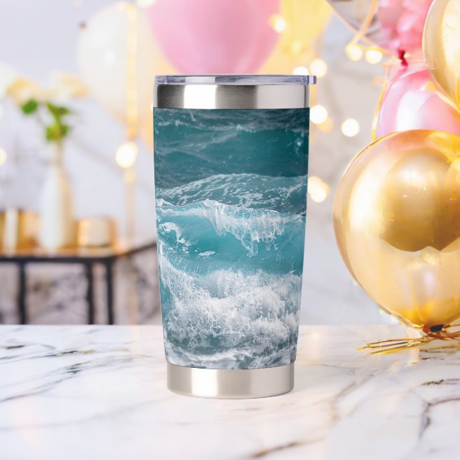 Deep Blue Ocean Wave Custom Image Personalized Thermobecher (Bachelor Party)