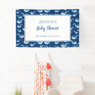 Deep Blue Ocean Whale Baby Boy Baby Dusche Banner