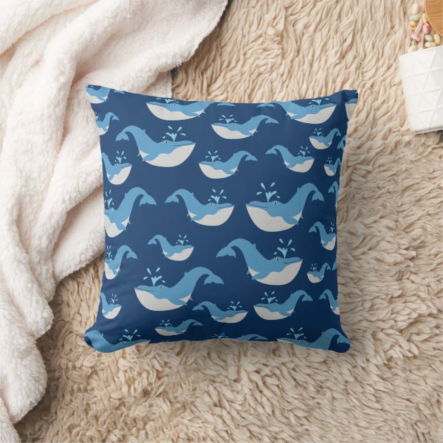 Deep Blue Ocean Whale Muster Kissen (Decke)