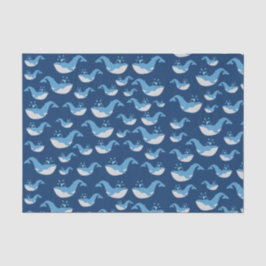 Deep Blue Ocean Whale Muster Seidenpapier