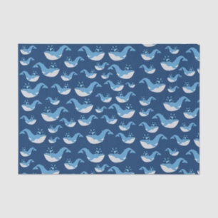 Deep Blue Ocean Whale Muster Seidenpapier