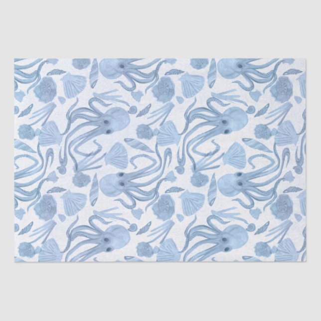 Deep Blue Octo Tissue Paper Seidenpapier (Vorderseite)