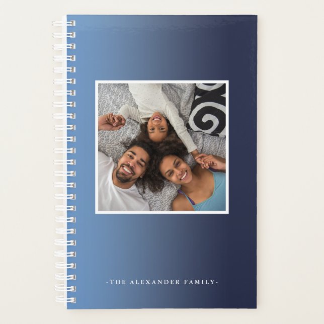 Deep Blue Ombre Two Foto Planner Planer (Vorderseite)