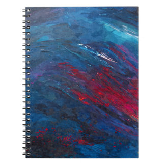 Deep Blue Red Abstrakt Wave Motion Notizblock