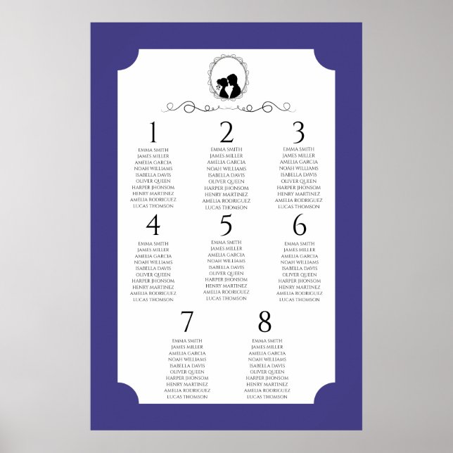 Deep Blue Regency Seating Chart Poster 3 of 3 (Vorne)