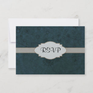 Deep Blue Retro Abstrakte Namensplatte RSVP Karte