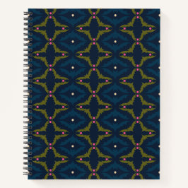 Deep Blue Retro Vintage Pattern  Notizbuch