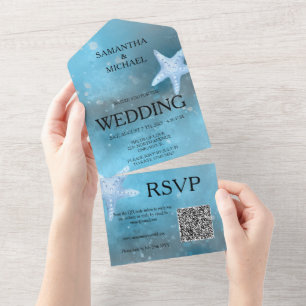 Deep Blue Sea Hochzeit All In One Einladung