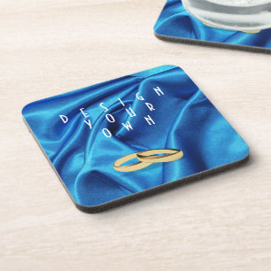 Deep Blue Silk Effect Wedding Drink Untersetzer