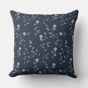 Deep Blue Simple Botanical Kissen