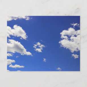 Deep Blue Sky White Fluffy Wolken, Foto Postkarte