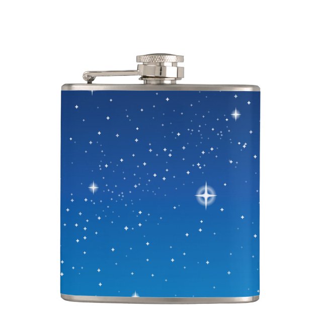 Deep Blue Starry Night Sky Flachmann (Vorderseite)
