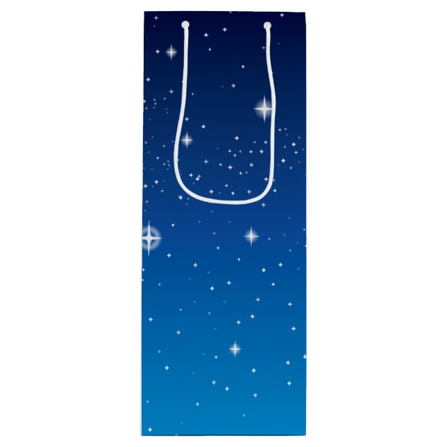 Deep Blue Starry Night Sky Geschenktüte Für Weinflaschen (Vorderseite)