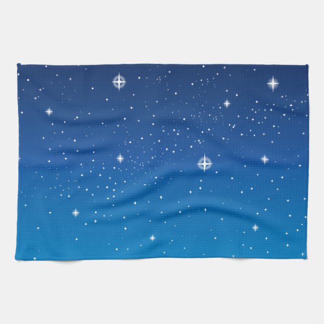Deep Blue Starry Night Sky Handtuch (Horizontal)