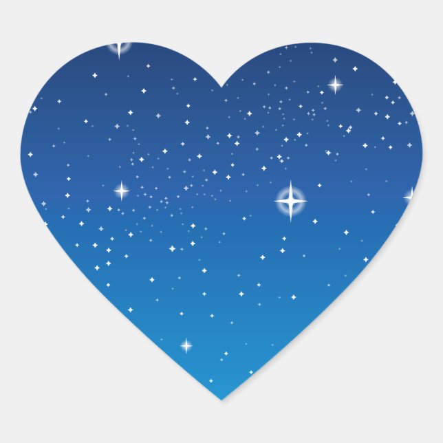 Deep Blue Starry Night Sky Herz-Aufkleber (Vorderseite)