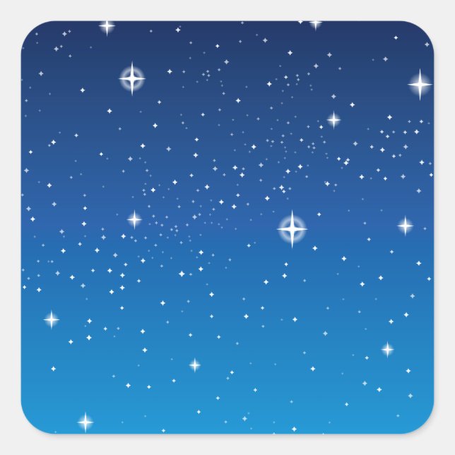 Deep Blue Starry Night Sky Quadratischer Aufkleber (Vorderseite)