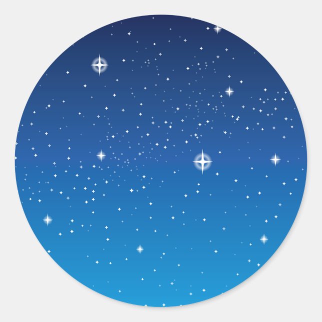Deep Blue Starry Night Sky Runder Aufkleber (Vorderseite)