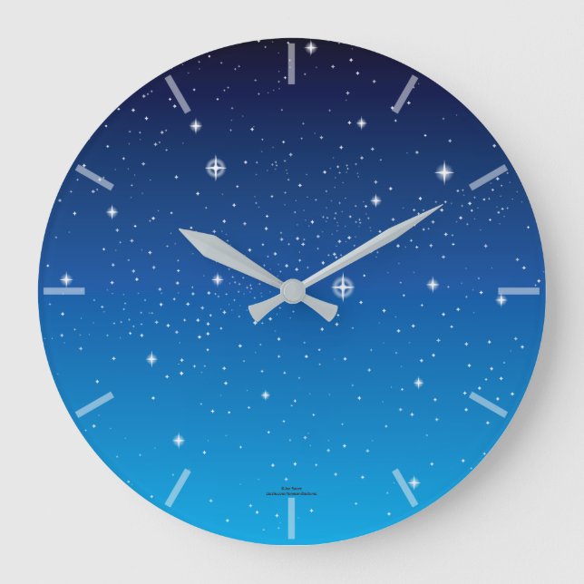 Deep Blue Starry Sky Clock Große Wanduhr (Vorderseite)