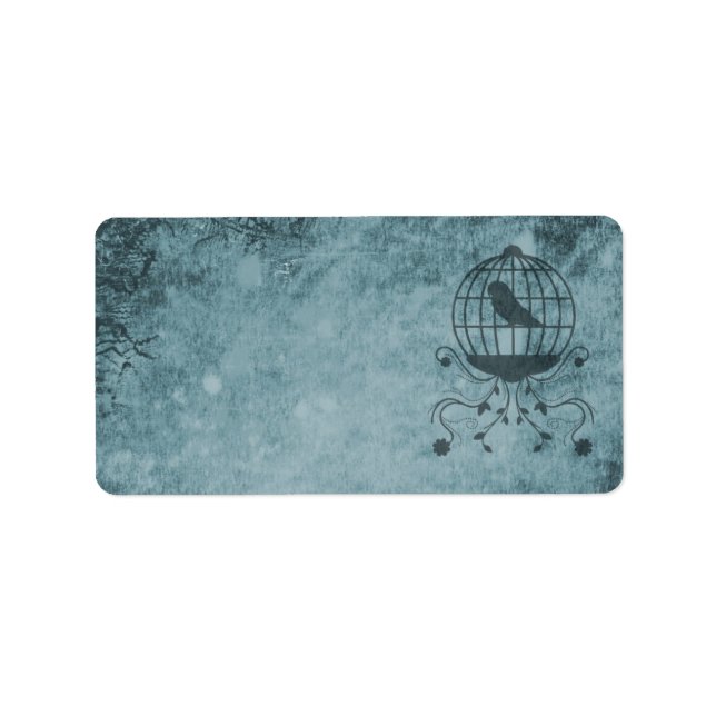 Deep Blue Steampunk Bird Cage Address Labels Adressaufkleber (Vorne)