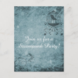 Deep Blue Steampunk Bird Cards Postkarte