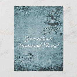 Deep Blue Steampunk Bird Cards Postkarte