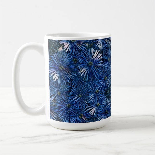 Deep Blue Stylized Blume Tee/Kaffee Tasse (Links)