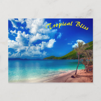 Deep Blue Tropical Island Bliss Postkarte