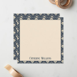 Deep Blue und Cream Seashell Muster Mitteilungskarte