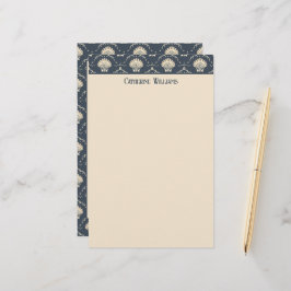 Deep Blue und Cream Seashell Muster Personalisiert Briefpapier