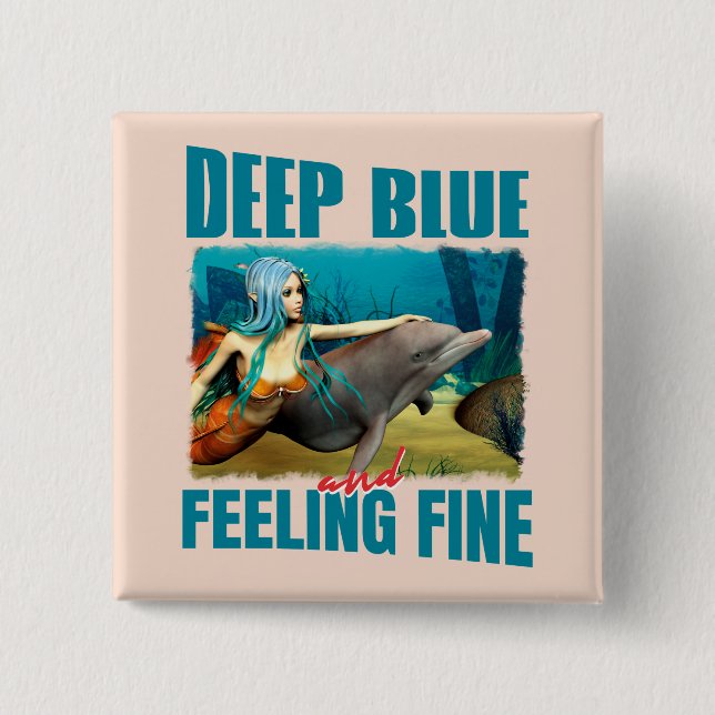 Deep Blue und Gefühl Fine Mermaid und Dolphin Button (Vorderseite)