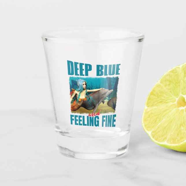 Deep Blue und Gefühl Fine Mermaid und Dolphin Schnapsglas (Vorderseite)