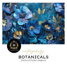 Deep Blue und Gold Floral Decoupage Seidenpapier