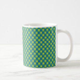 Deep Blue und Neon Green Polka Punkte auf Emerald Kaffeetasse