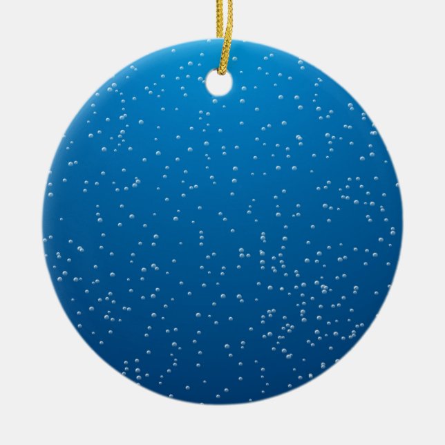 Deep Blue Water und TIny Bubbles Keramik Ornament (Vorne)