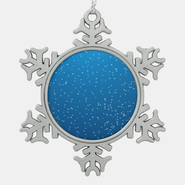 Deep Blue Water und TIny Bubbles Schneeflocken Zinn-Ornament (Vorderseite)