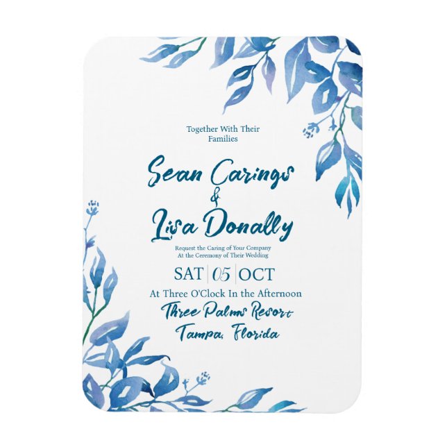 Deep Blue Wedding Einladung Magnet (Vertikal)