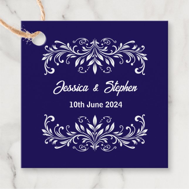 Deep Blue Wedding Geschenkanhänger (Vorderseite)