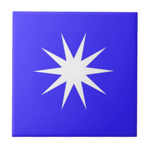 Deep Blue White Star Fliese