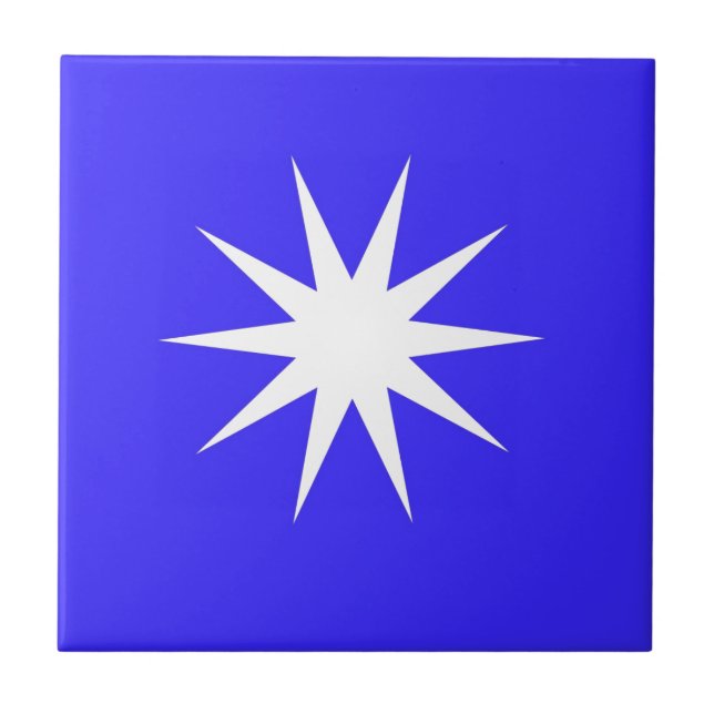 Deep Blue White Star Fliese (Vorderseite)