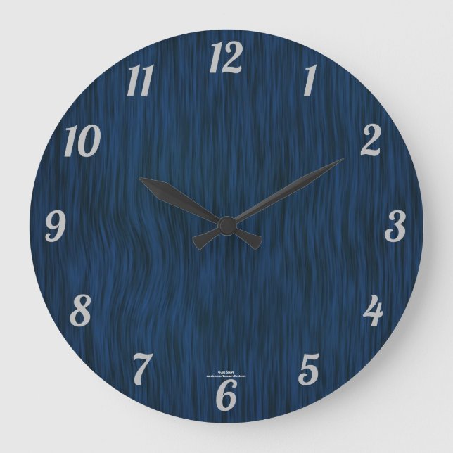 Deep Blue Woodgrain Look Clock Große Wanduhr (Vorderseite)