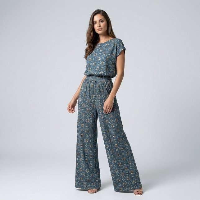 Deep Blue Yellow Mosaik Ethnic Boho Chic Muster Stoff (Von Creator hochgeladen)