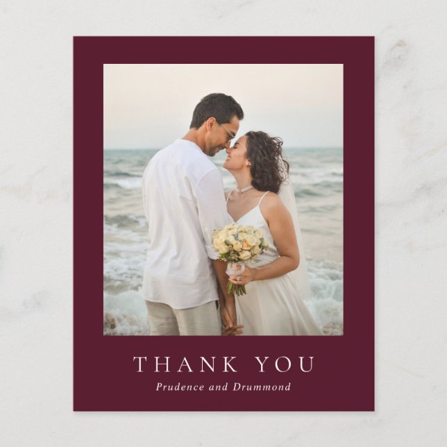 Deep Burgundy Budget Wedding Thank You Card Flyer (Vorne)