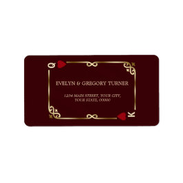 Deep Burgundy Casino Las Vegas Poker Wedding Adressaufkleber