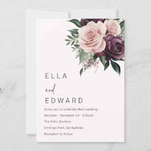 Deep Burgundy & Dusty Rose Wedding Einladung